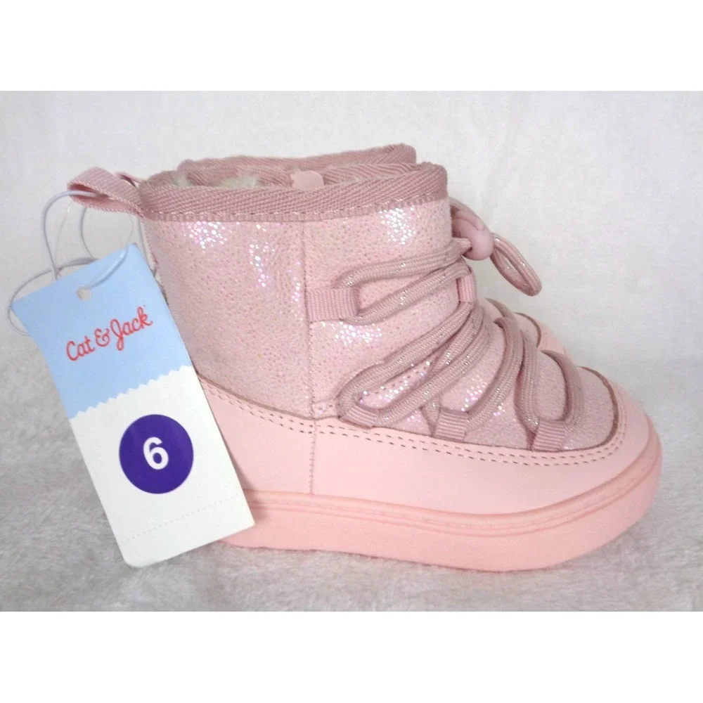 Cat & Jack Toddler‎ Girls Sophia Sparkly Winter Boots Blush Pink Size 6